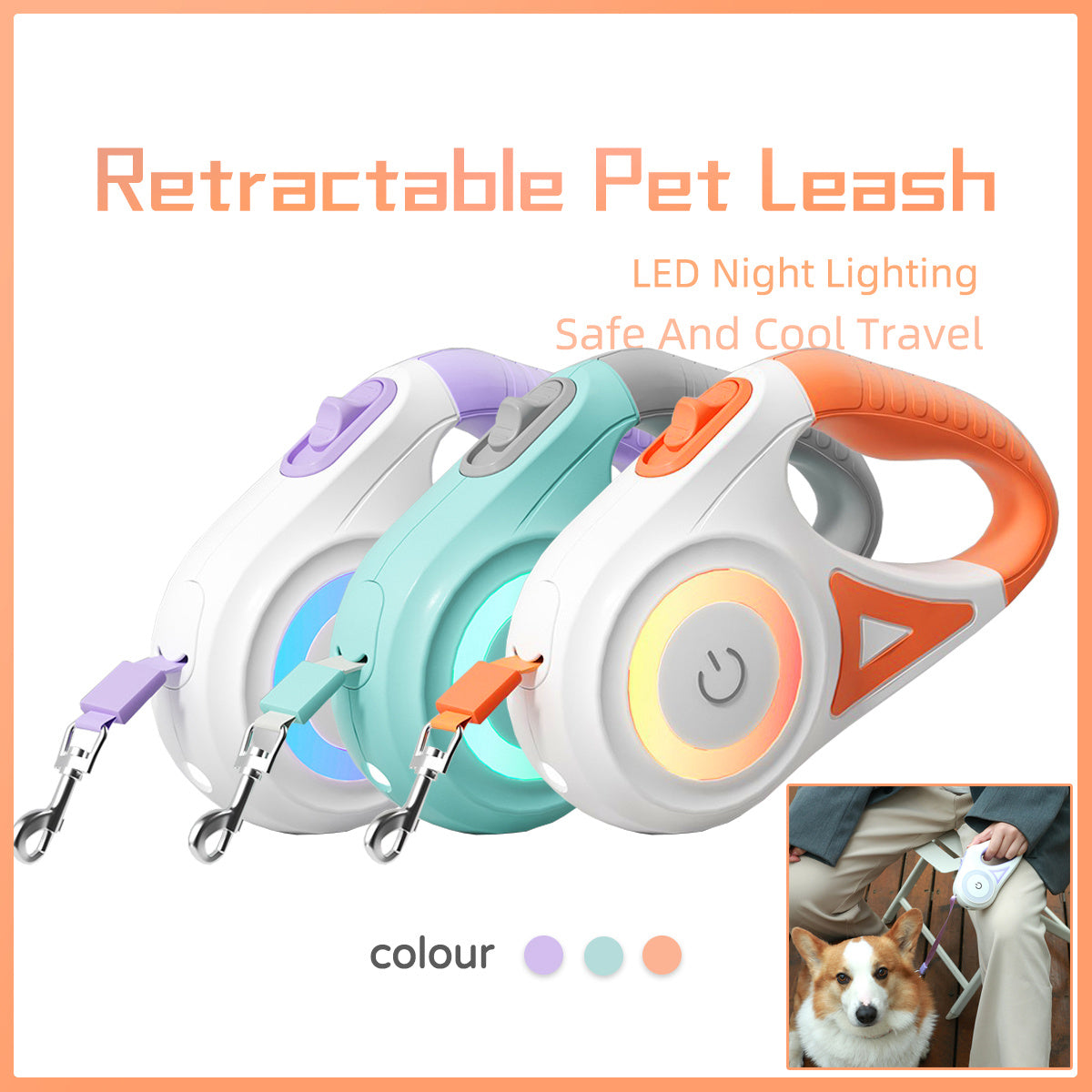 Dog LED Retractable Leash